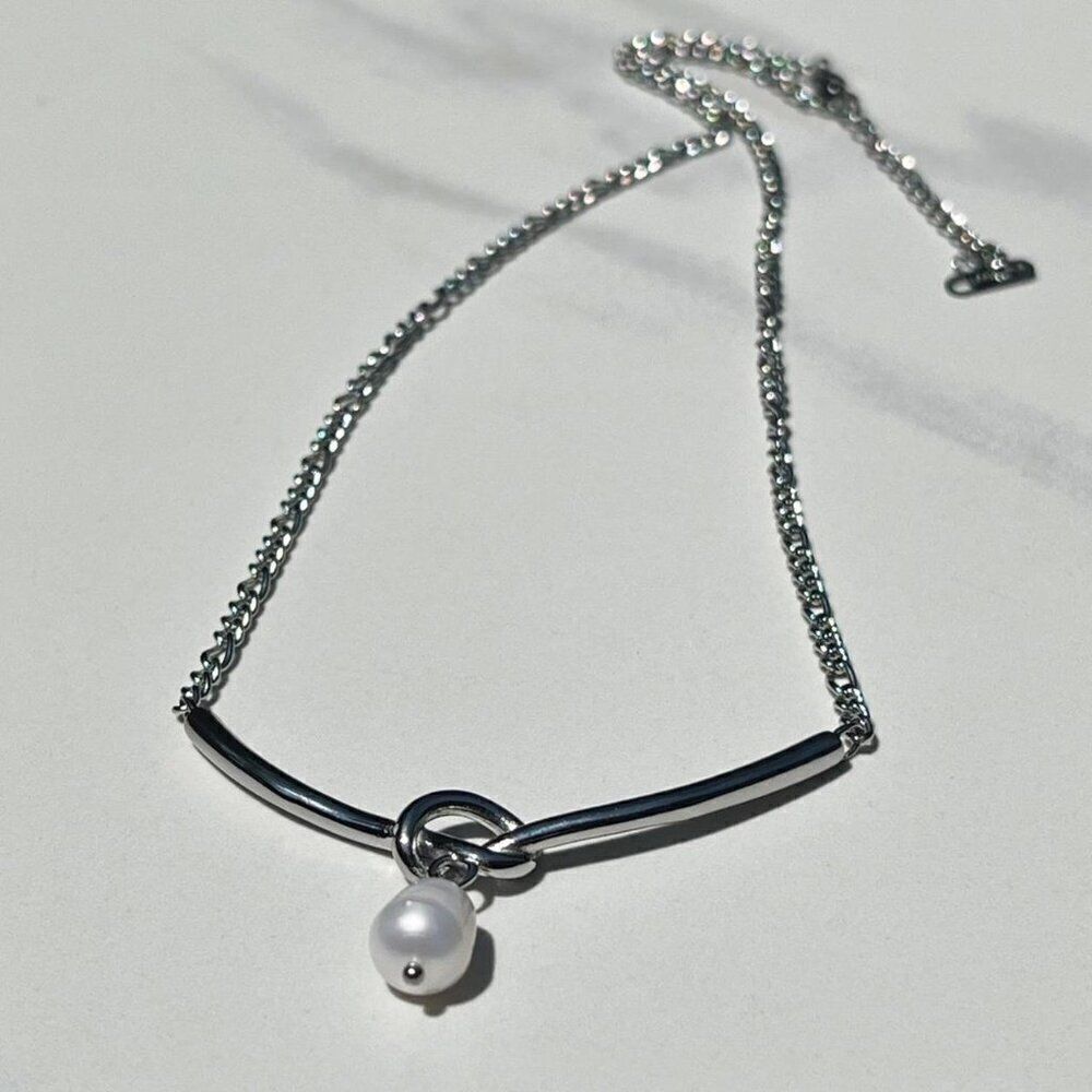 New! “Kendall” Silver Pearl Necklace